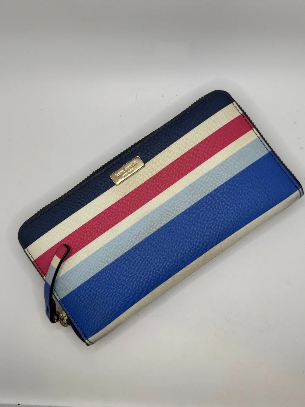 Kate Spade Laurel Way Neda Continental zip around  accordion Striped Wallet